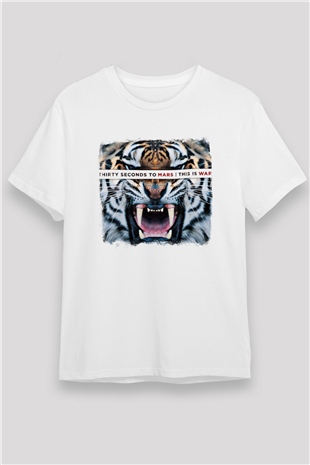 30 Seconds To Mars Baskılı Unisex Beyaz Tişört