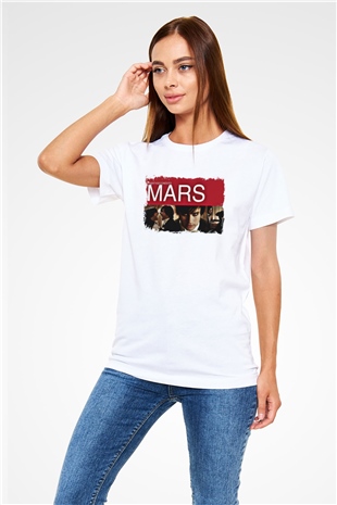 30 Seconds To Mars Baskılı Unisex Beyaz Tişört