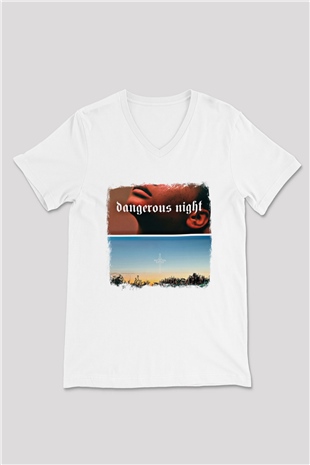 30 Seconds To Mars Baskılı Unisex Beyaz V Yaka Tişört