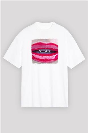 30 Seconds To Mars Baskılı Unisex Beyaz Oversize Tişört