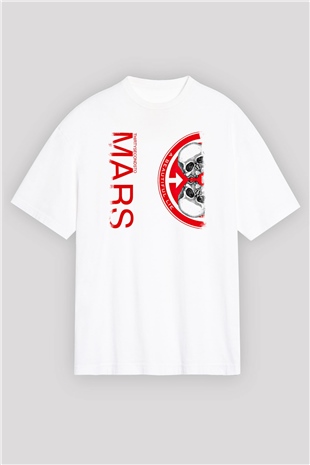 30 Seconds To Mars Baskılı Unisex Beyaz Oversize Tişört