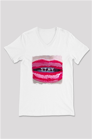 30 Seconds To Mars Baskılı Unisex Beyaz V Yaka Tişört
