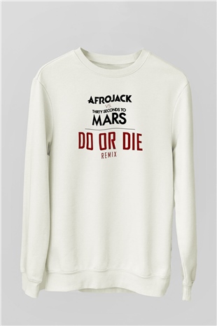 30 Seconds To Mars Baskılı Unisex Beyaz Sweatshirt