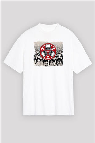30 Seconds To Mars Baskılı Unisex Beyaz Oversize Tişört