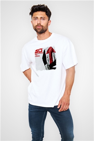 30 Seconds To Mars Baskılı Unisex Beyaz Oversize Tişört