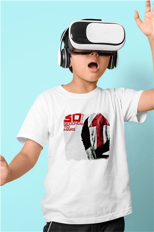 30 Seconds To Mars Baskılı Unisex Beyaz Çocuk Tişört