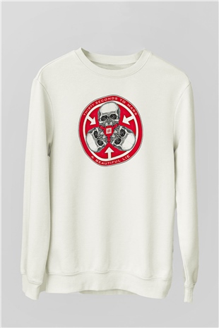 30 Seconds To Mars Baskılı Unisex Beyaz Sweatshirt