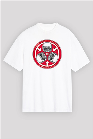 30 Seconds To Mars Baskılı Unisex Beyaz Oversize Tişört
