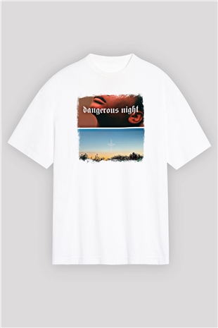 30 Seconds To Mars Baskılı Unisex Beyaz Oversize Tişört