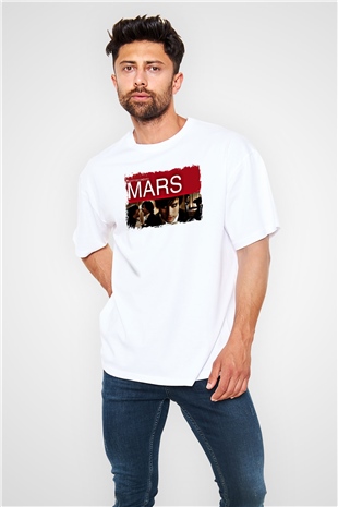 30 Seconds To Mars Baskılı Unisex Beyaz Oversize Tişört