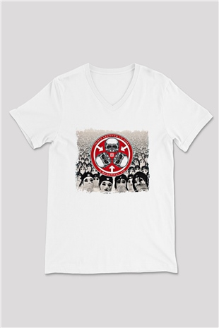 30 Seconds To Mars Baskılı Unisex Beyaz V Yaka Tişört
