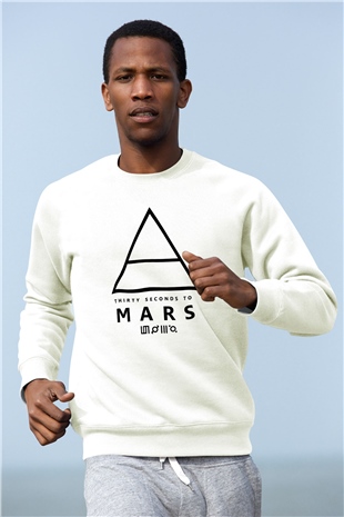 30 Seconds To Mars Baskılı Unisex Beyaz Sweatshirt
