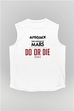 30 Seconds To Mars Baskılı Unisex Beyaz Kolsuz Tişört