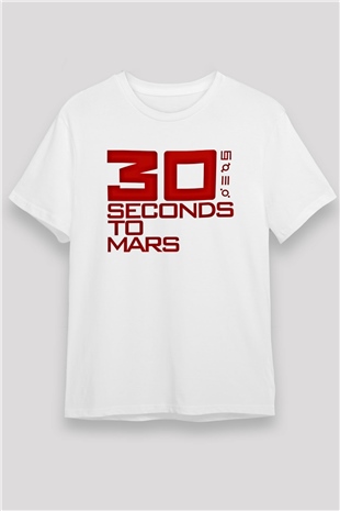 30 Seconds To Mars Baskılı Unisex Beyaz Tişört