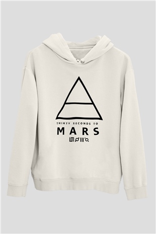 30 Seconds To Mars Baskılı Unisex Beyaz Hoodie