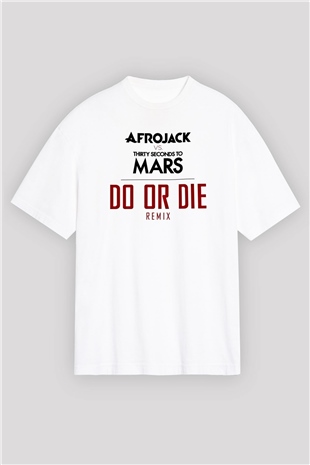 30 Seconds To Mars Baskılı Unisex Beyaz Oversize Tişört