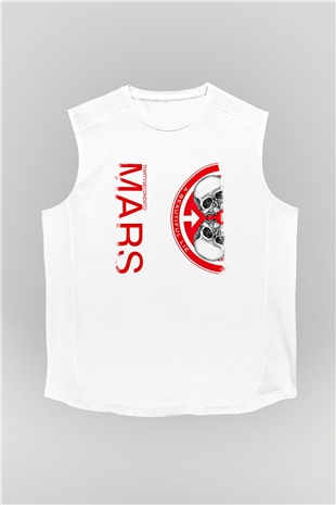 30 Seconds To Mars Baskılı Unisex Beyaz Kolsuz Tişört