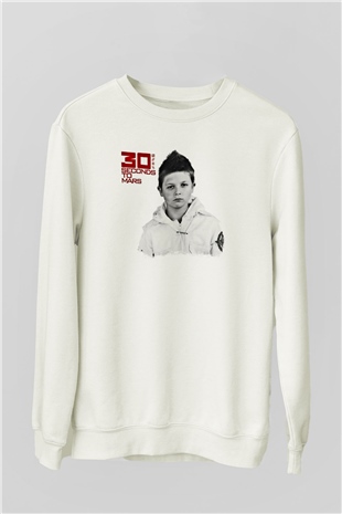 30 Seconds To Mars Baskılı Unisex Beyaz Sweatshirt