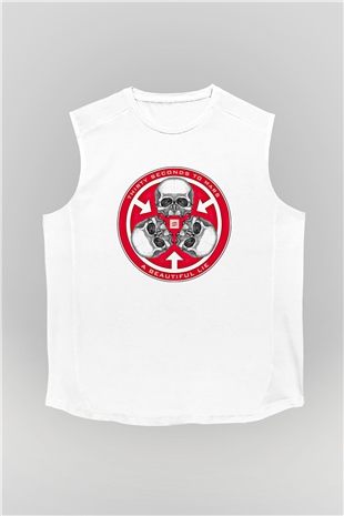 30 Seconds To Mars Baskılı Unisex Beyaz Kolsuz Tişört