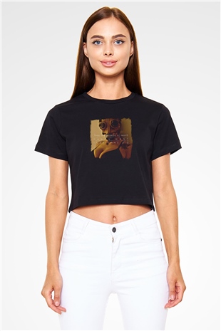 30 Seconds To Mars Baskılı Unisex Siyah Crop Top Tişört