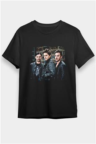 30 Seconds To Mars Baskılı Unisex Siyah Tişört