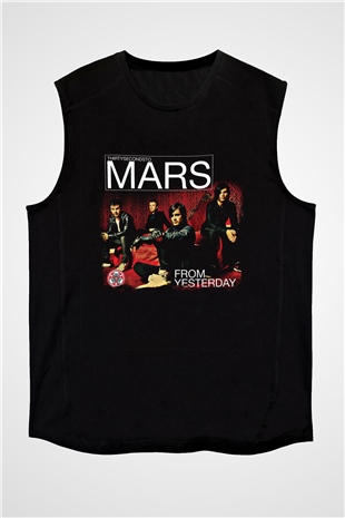 30 Seconds To Mars Baskılı Unisex Siyah Kolsuz Tişört