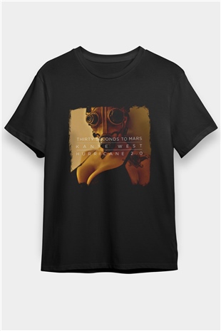30 Seconds To Mars Baskılı Unisex Siyah Tişört