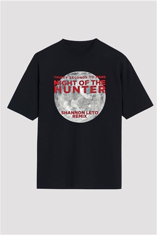 30 Seconds To Mars Baskılı Unisex Siyah Oversize Tişört