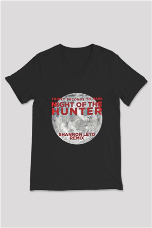 30 Seconds To Mars Baskılı Unisex Siyah V Yaka Tişört