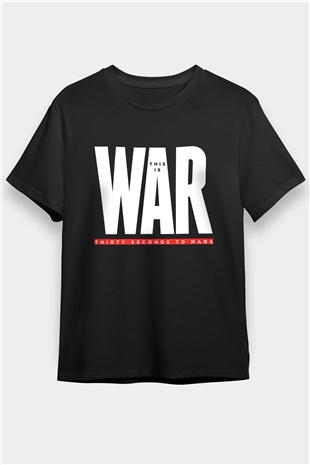 30 Seconds To Mars Baskılı Unisex Siyah Tişört