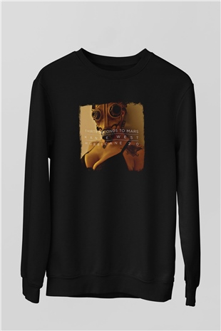 30 Seconds To Mars Baskılı Unisex Siyah Sweatshirt