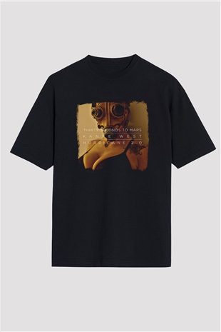 30 Seconds To Mars Baskılı Unisex Siyah Oversize Tişört