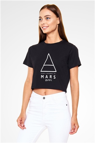 30 Seconds To Mars Siyah Crop Top Tişört