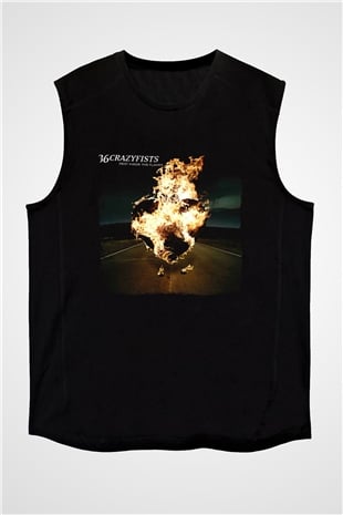 36 Crazyfists Baskılı Unisex Siyah Kolsuz Tişört - Tshirt