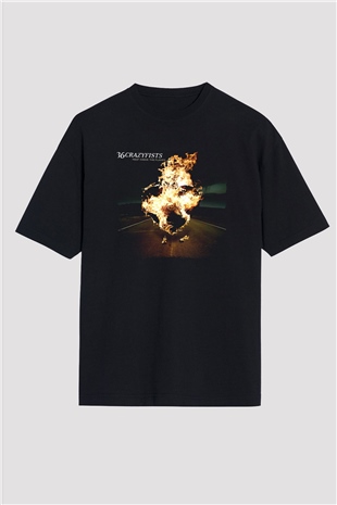 36 Crazyfists Baskılı Unisex Siyah Oversize Tişört - Tshirt