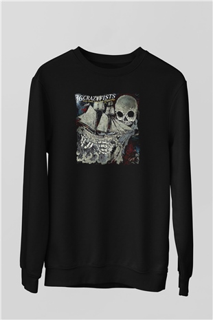 36 Crazyfists Baskılı Unisex Siyah Sweatshirt