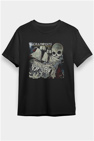 36 Crazyfists Baskılı Unisex Siyah Tişört - Tshirt