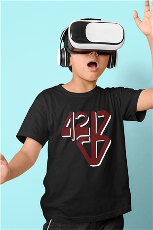 42 Decibel Baskılı Siyah Unisex Çocuk Tişört