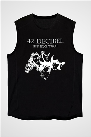 42 Decibel Siyah Unisex Kolsuz Tişört