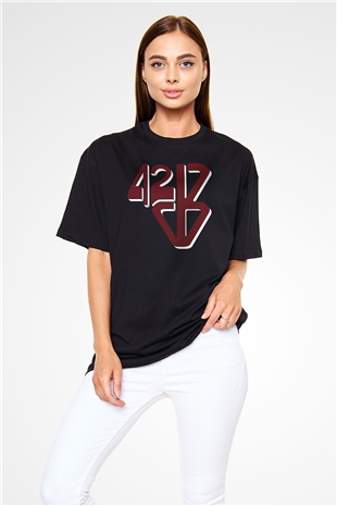 42 Decibel Siyah Unisex Oversize Tişört T-Shirt