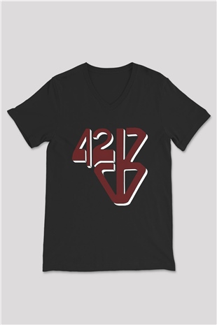 42 Decibel Siyah Unisex V Yaka Tişört T-Shirt