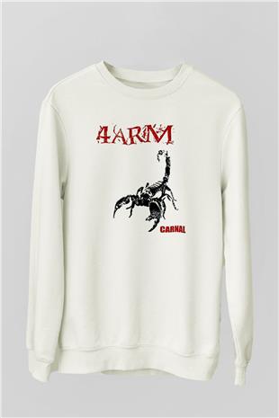 4arm Baskılı Beyaz Unisex Sweatshirt