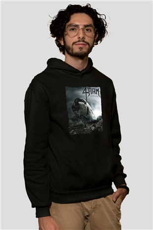 4arm Baskılı Unisex Siyah Hoodie