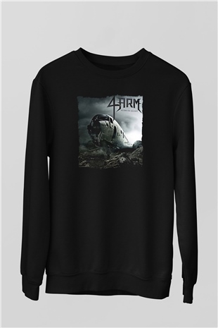 4arm Baskılı Unisex Siyah Sweatshirt