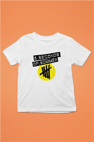 5 Seconds Of Summer Baskılı Beyaz Unisex Çocuk Tişört
