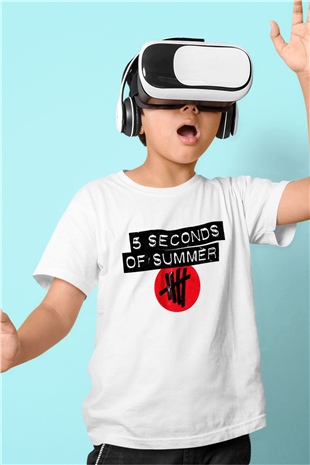 5 Seconds Of Summer Baskılı Beyaz Unisex Çocuk Tişört