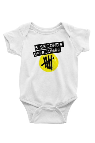 5 Seconds Of Summer Baskılı Beyaz Unisex Bebek Body - Zıbın