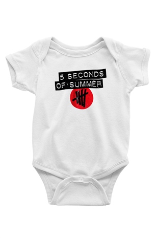 5 Seconds Of Summer Baskılı Beyaz Unisex Bebek Body - Zıbın