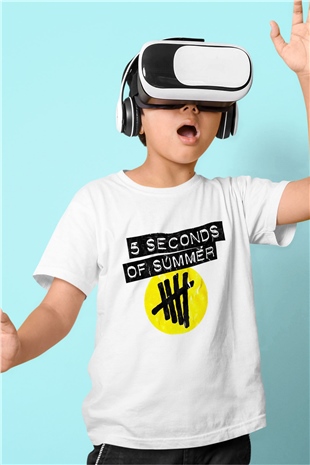 5 Seconds Of Summer Baskılı Beyaz Unisex Çocuk Tişört