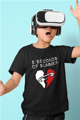 5 Seconds Of Summer Baskılı Siyah Unisex Çocuk Tişört